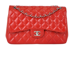 Jumbo Classic Double Flap, Lambskin, Red, 15665638 (2011), 3*